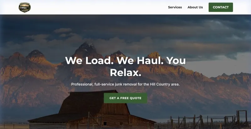 Local service business website design for Hill Country Junk Hauling